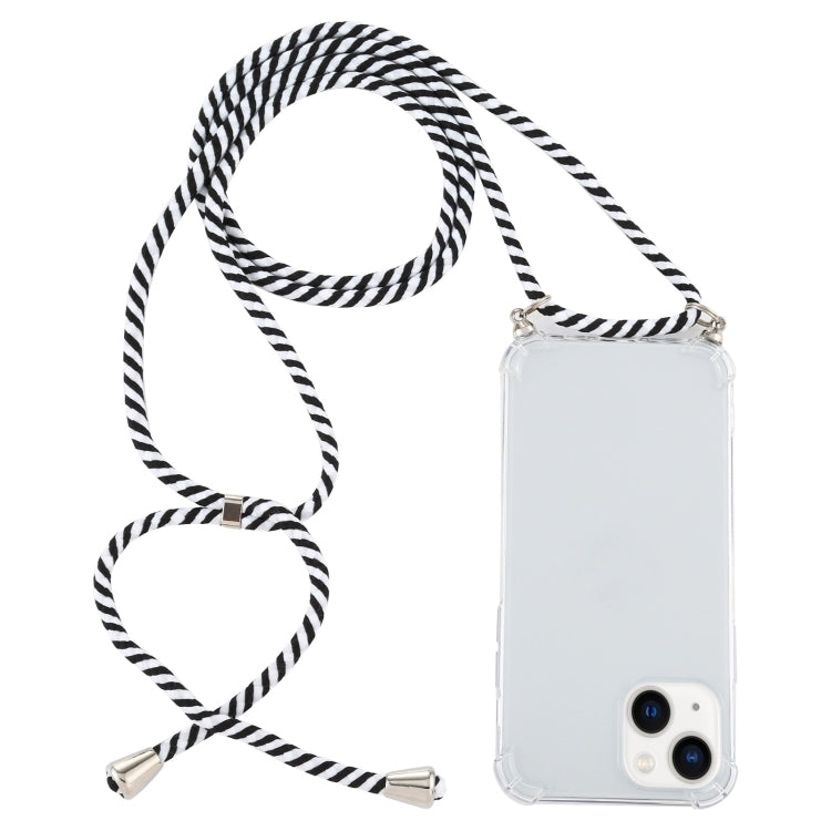 Four-Corner Shockproof Transparent TPU Case with Lanyard, For iPhone 15