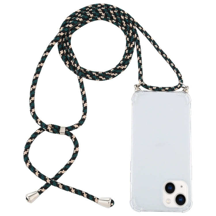 Four-Corner Shockproof Transparent TPU Case with Lanyard, For iPhone 15