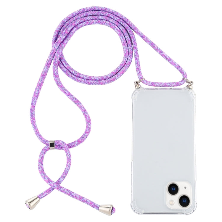 Four-Corner Shockproof Transparent TPU Case with Lanyard, For iPhone 15