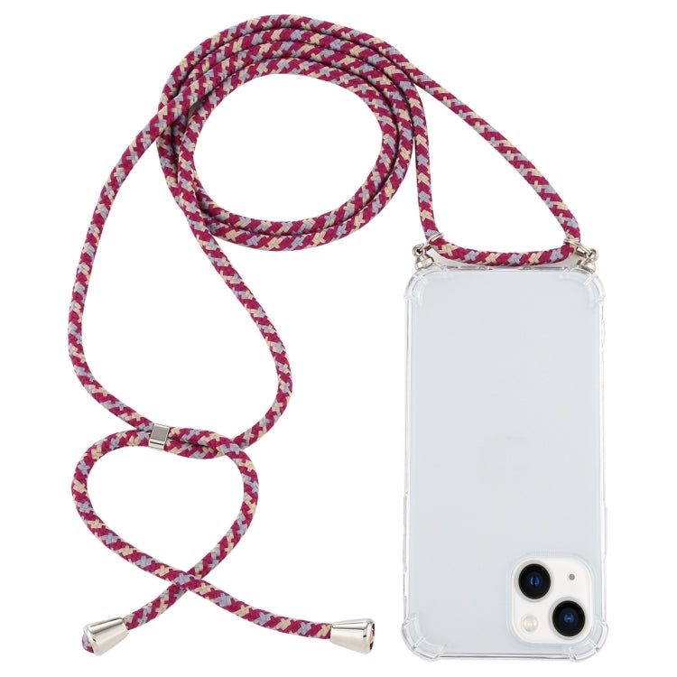 Four-Corner Shockproof Transparent TPU Case with Lanyard, For iPhone 15