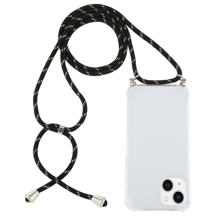 Four-Corner Shockproof Transparent TPU Case with Lanyard, For iPhone 15