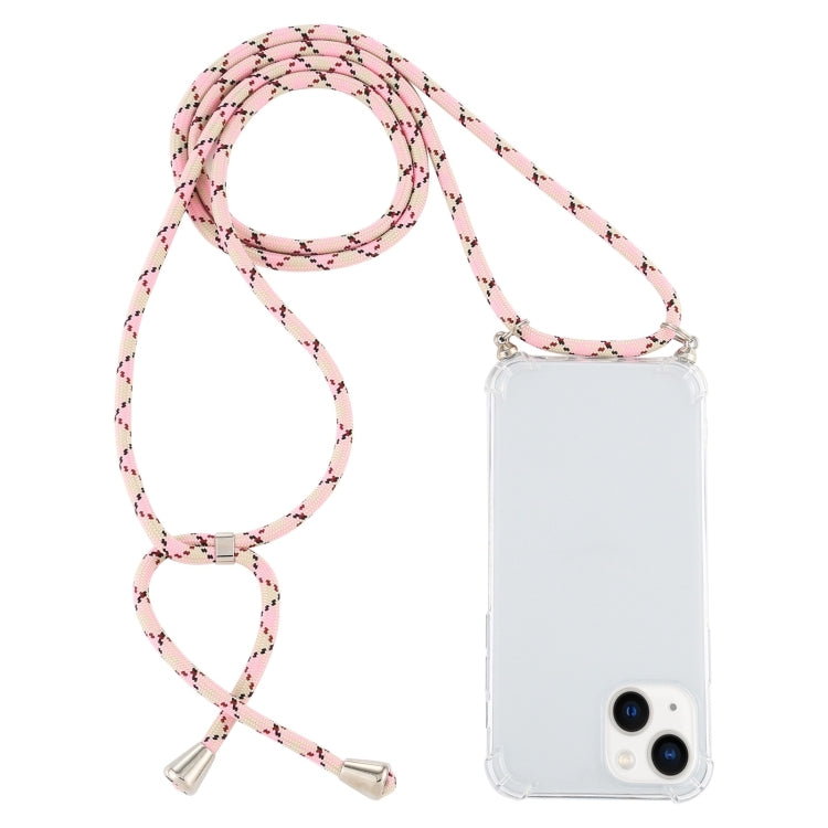 Four-Corner Shockproof Transparent TPU Case with Lanyard, For iPhone 15