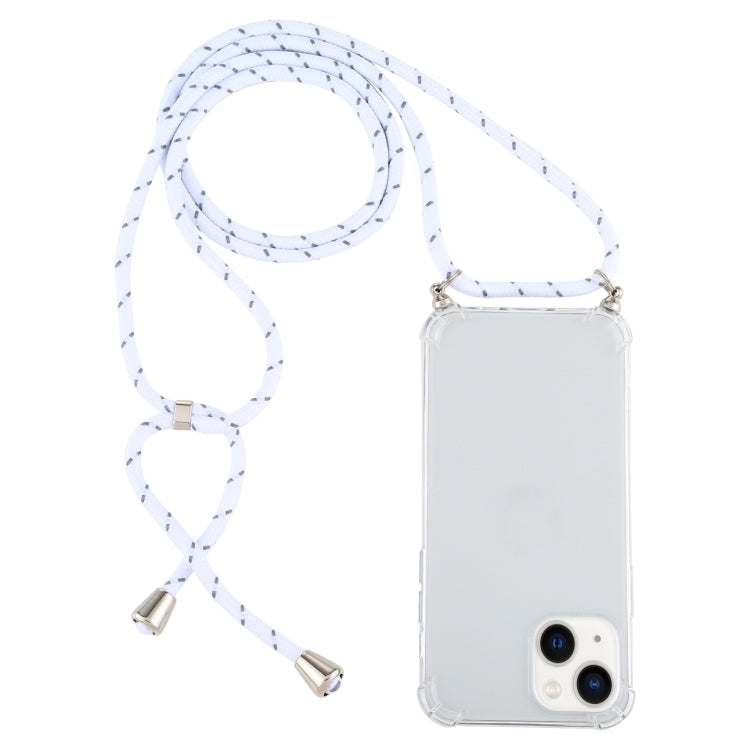 Four-Corner Shockproof Transparent TPU Case with Lanyard, For iPhone 15