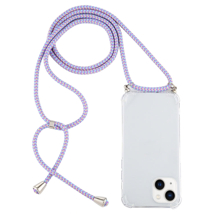 Four-Corner Shockproof Transparent TPU Case with Lanyard, For iPhone 15