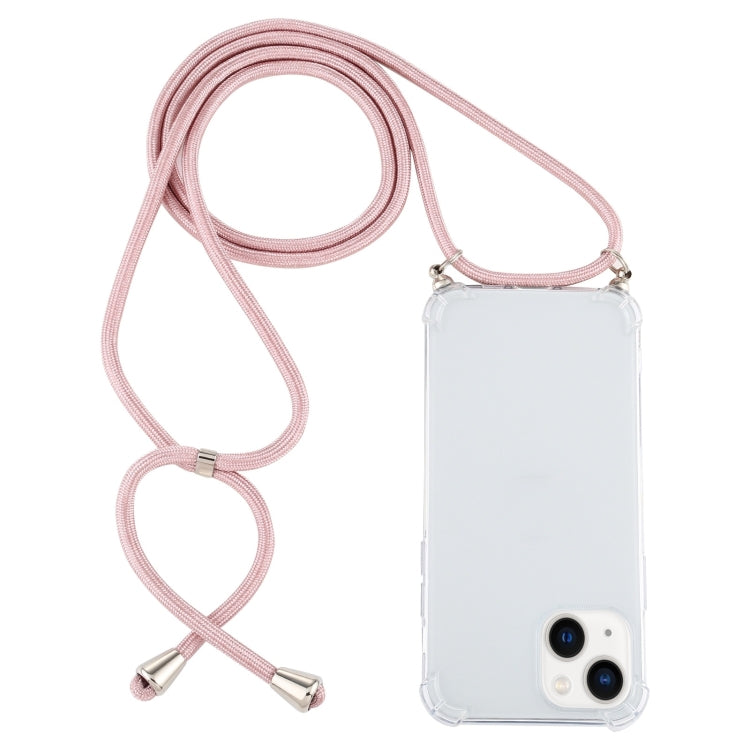 Four-Corner Shockproof Transparent TPU Case with Lanyard, For iPhone 15