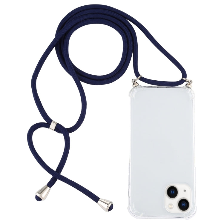 Four-Corner Shockproof Transparent TPU Case with Lanyard, For iPhone 15