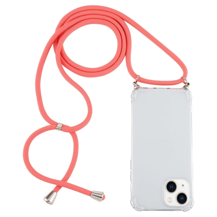 Four-Corner Shockproof Transparent TPU Case with Lanyard, For iPhone 15