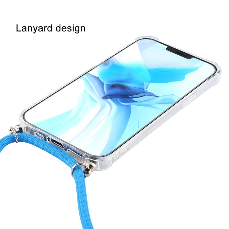 Four-Corner Shockproof Transparent TPU Case with Lanyard, For iPhone 15