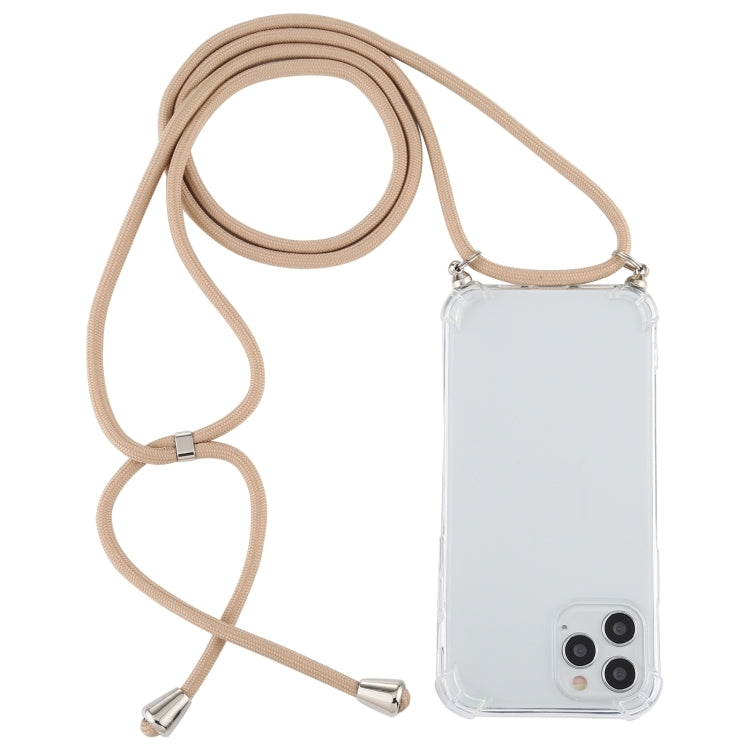 Four-Corner Shockproof Transparent TPU Case with Lanyard, For iPhone 15 Pro