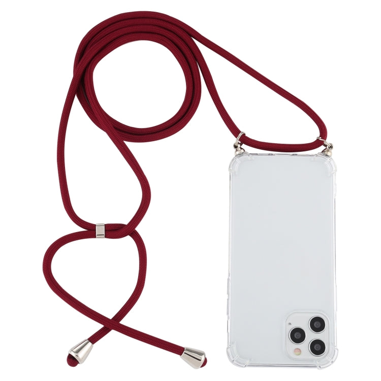 Four-Corner Shockproof Transparent TPU Case with Lanyard, For iPhone 15 Pro