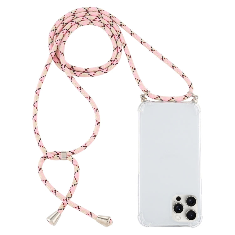 Four-Corner Shockproof Transparent TPU Case with Lanyard, For iPhone 16 Pro