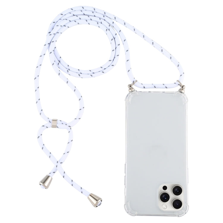 Four-Corner Shockproof Transparent TPU Case with Lanyard, For iPhone 16 Pro