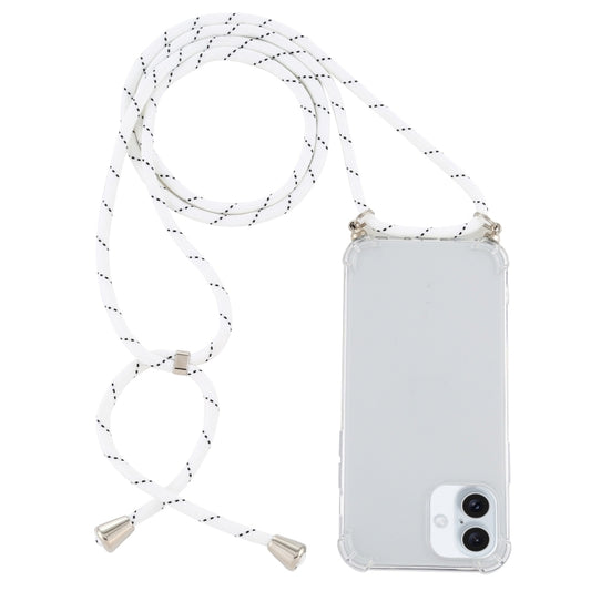 Four-Corner Shockproof Transparent TPU Case with Lanyard, For iPhone 16 Plus