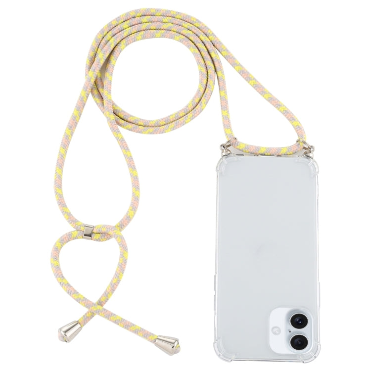 Four-Corner Shockproof Transparent TPU Case with Lanyard, For iPhone 16