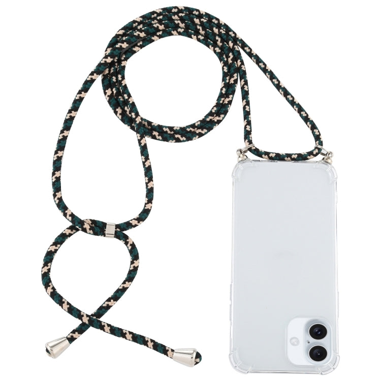 Four-Corner Shockproof Transparent TPU Case with Lanyard, For iPhone 16