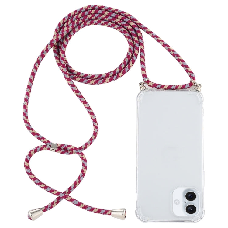 Four-Corner Shockproof Transparent TPU Case with Lanyard, For iPhone 16