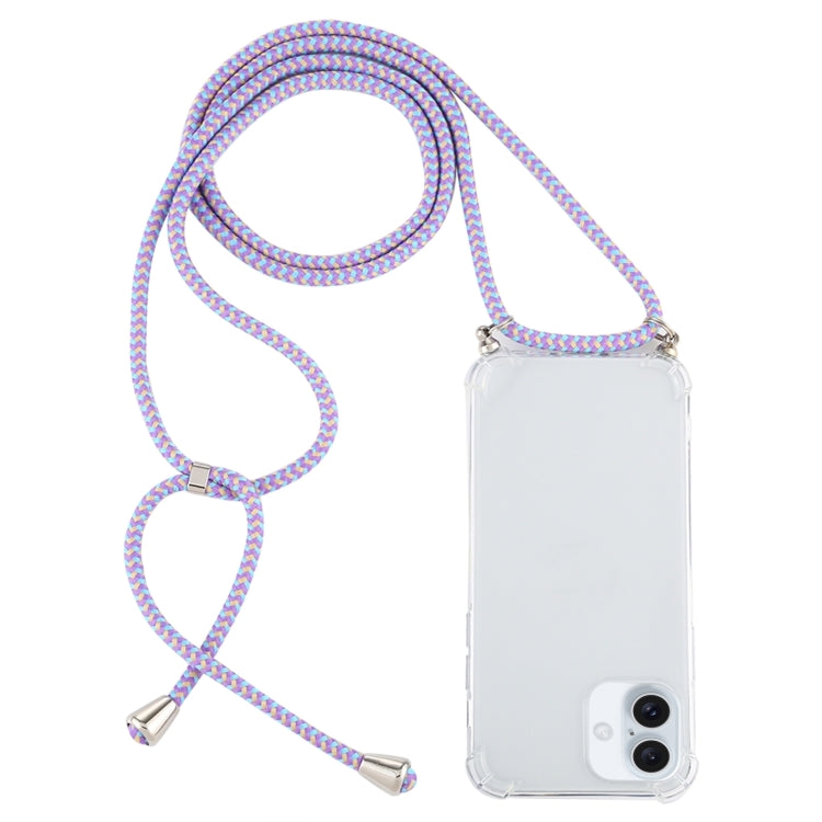 Four-Corner Shockproof Transparent TPU Case with Lanyard, For iPhone 16