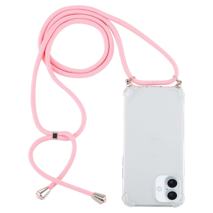 Four-Corner Shockproof Transparent TPU Case with Lanyard, For iPhone 16