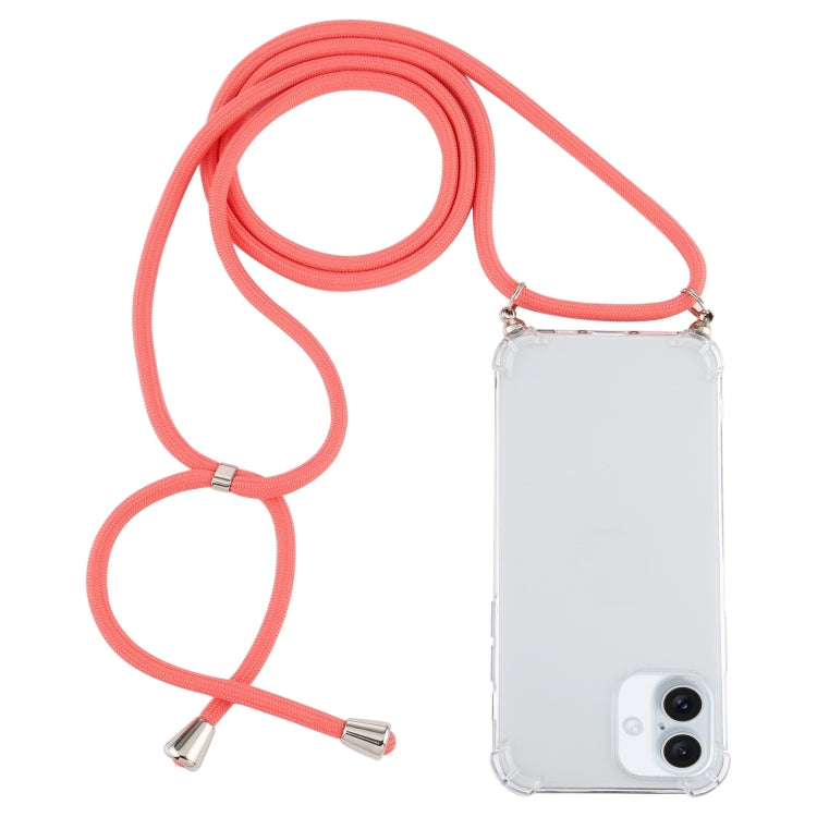 Four-Corner Shockproof Transparent TPU Case with Lanyard, For iPhone 16