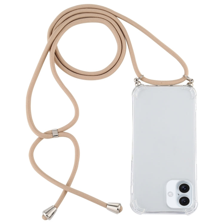 Four-Corner Shockproof Transparent TPU Case with Lanyard, For iPhone 16