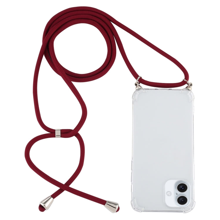 Four-Corner Shockproof Transparent TPU Case with Lanyard, For iPhone 16