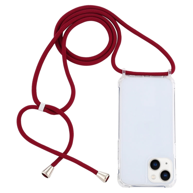 Transparent Acrylic Airbag Shockproof Phone Protective Case with Lanyard, For iPhone 15 Plus