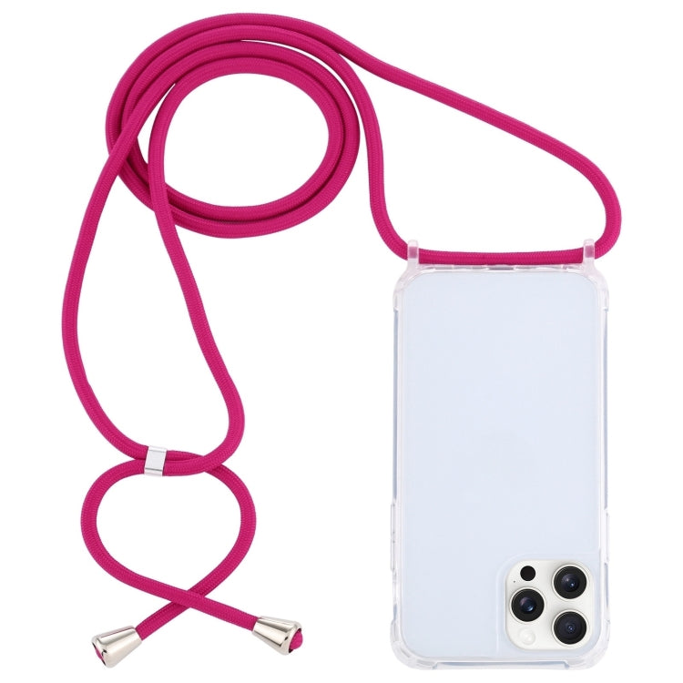 Transparent Acrylic Airbag Shockproof Phone Protective Case with Lanyard, For iPhone 16 Pro Max