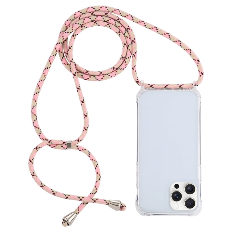 Transparent Acrylic Airbag Shockproof Phone Protective Case with Lanyard, For iPhone 16 Pro Max