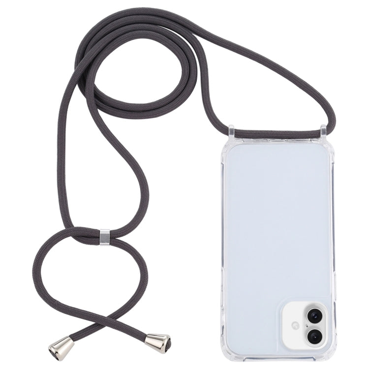 Transparent Acrylic Airbag Shockproof Phone Protective Case with Lanyard, For iPhone 16 Plus