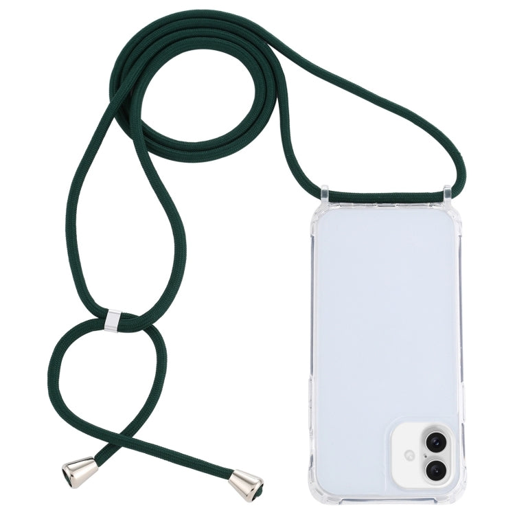 Transparent Acrylic Airbag Shockproof Phone Protective Case with Lanyard, For iPhone 16 Plus