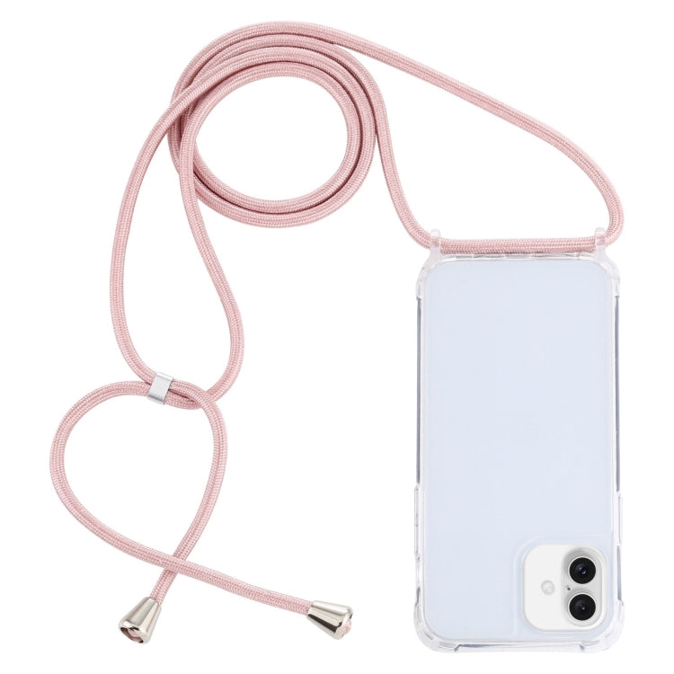 Transparent Acrylic Airbag Shockproof Phone Protective Case with Lanyard, For iPhone 16 Plus