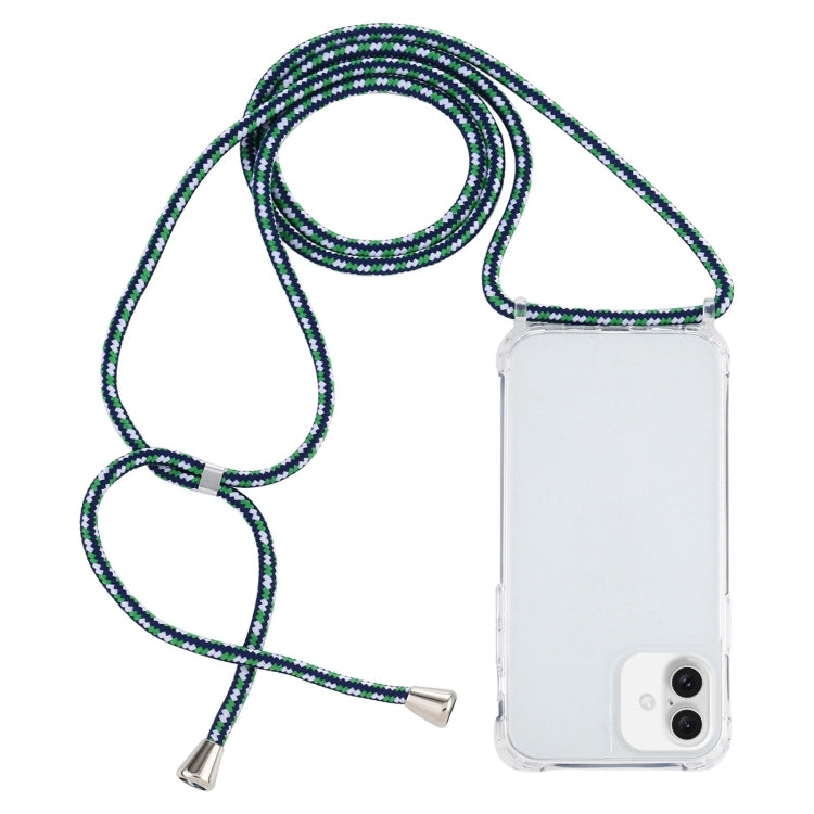 Transparent Acrylic Airbag Shockproof Phone Protective Case with Lanyard, For iPhone 16 Plus