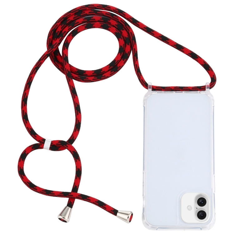 Transparent Acrylic Airbag Shockproof Phone Protective Case with Lanyard, For iPhone 16 Plus