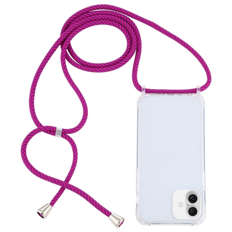 Transparent Acrylic Airbag Shockproof Phone Protective Case with Lanyard, For iPhone 16 Plus