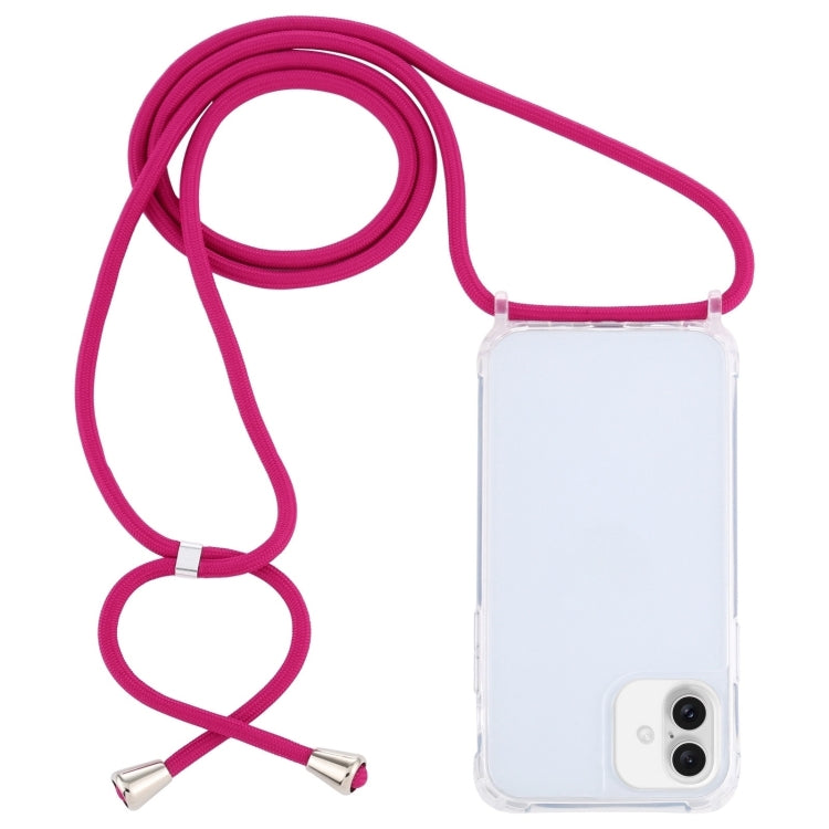 Transparent Acrylic Airbag Shockproof Phone Protective Case with Lanyard, For iPhone 16 Plus