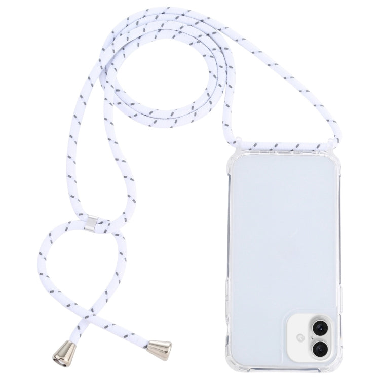 Transparent Acrylic Airbag Shockproof Phone Protective Case with Lanyard, For iPhone 16 Plus