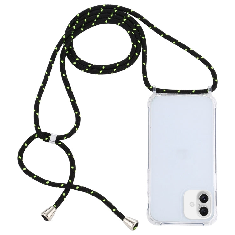 Transparent Acrylic Airbag Shockproof Phone Protective Case with Lanyard, For iPhone 16 Plus