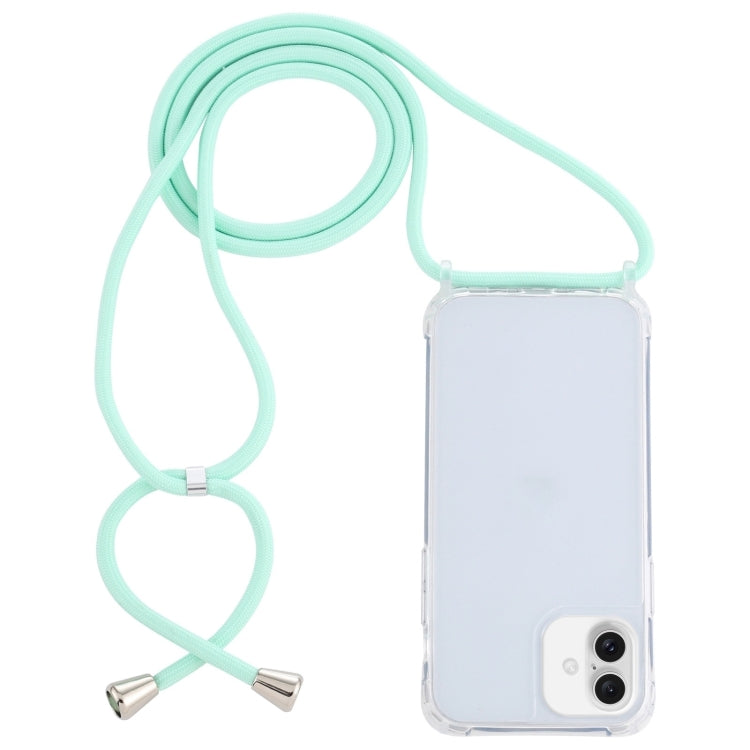 Transparent Acrylic Airbag Shockproof Phone Protective Case with Lanyard, For iPhone 16 Plus