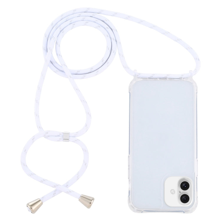 Transparent Acrylic Airbag Shockproof Phone Protective Case with Lanyard, For iPhone 16 Plus