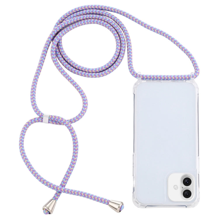 Transparent Acrylic Airbag Shockproof Phone Protective Case with Lanyard, For iPhone 16 Plus