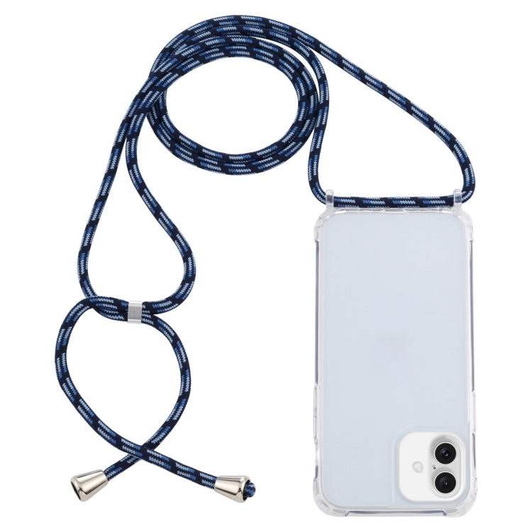 Transparent Acrylic Airbag Shockproof Phone Protective Case with Lanyard, For iPhone 16 Plus