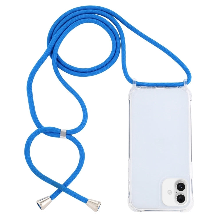 Transparent Acrylic Airbag Shockproof Phone Protective Case with Lanyard, For iPhone 16 Plus