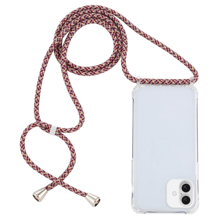 Transparent Acrylic Airbag Shockproof Phone Protective Case with Lanyard, For iPhone 16 Plus