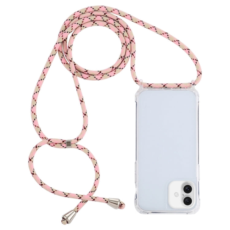 Transparent Acrylic Airbag Shockproof Phone Protective Case with Lanyard, For iPhone 16 Plus