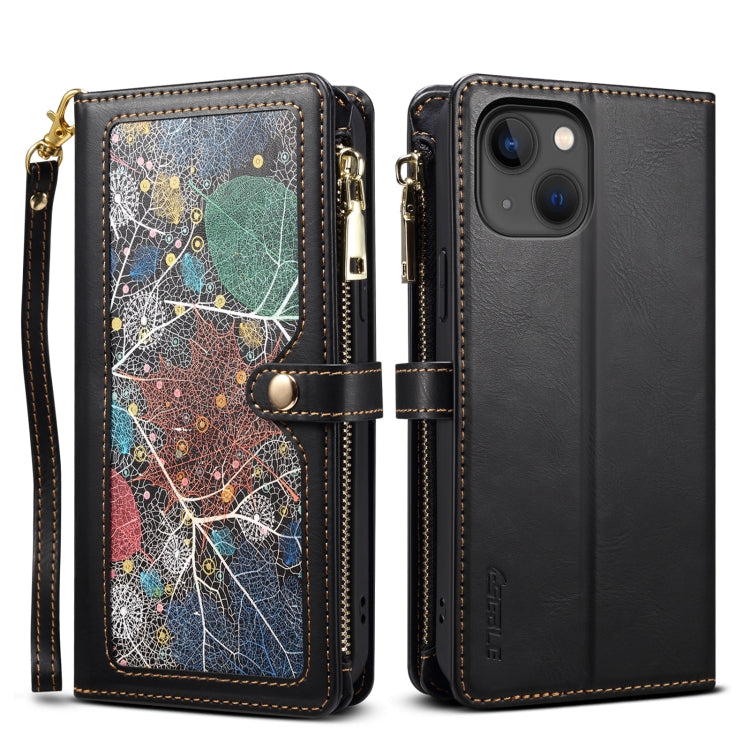 ESEBLE Star Series Lanyard Zipper Wallet RFID Leather Case, For iPhone 15