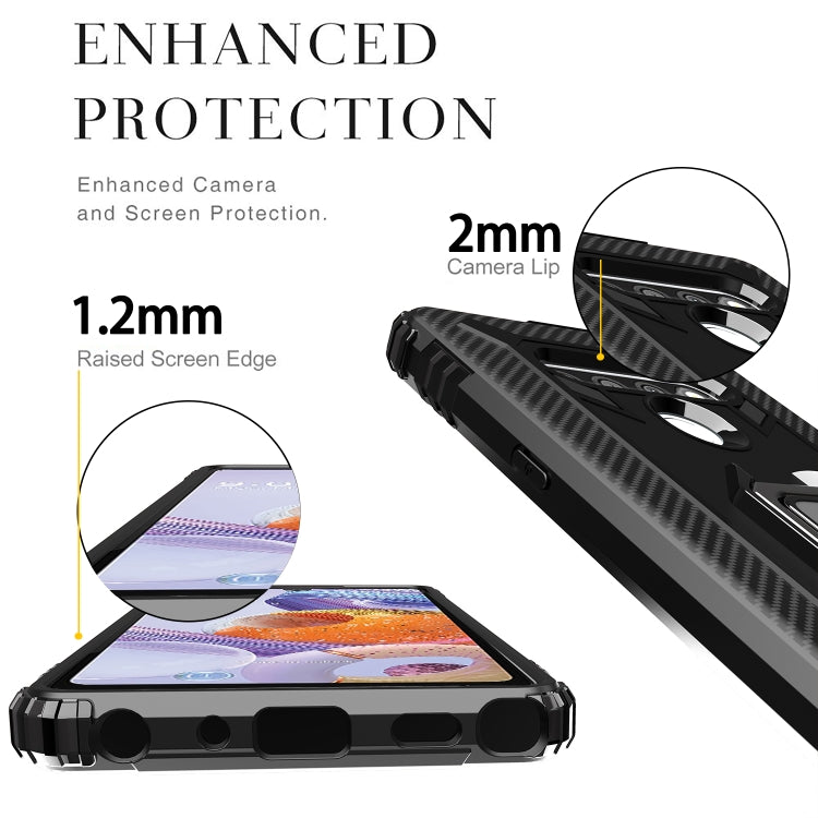 Carbon Fiber Protective Case with 360 Degree Rotating Ring Holder, For LG K51 / Q51, For LG Stylo 6, For Motorola Moto G Stylus, For Google Pixel 4a, For Xiaomi Redmi 10X / Note 9, For Xiaomi Redmi 9, For Huawei nova 5i Pro / Mate 30 Lite / nova 5z