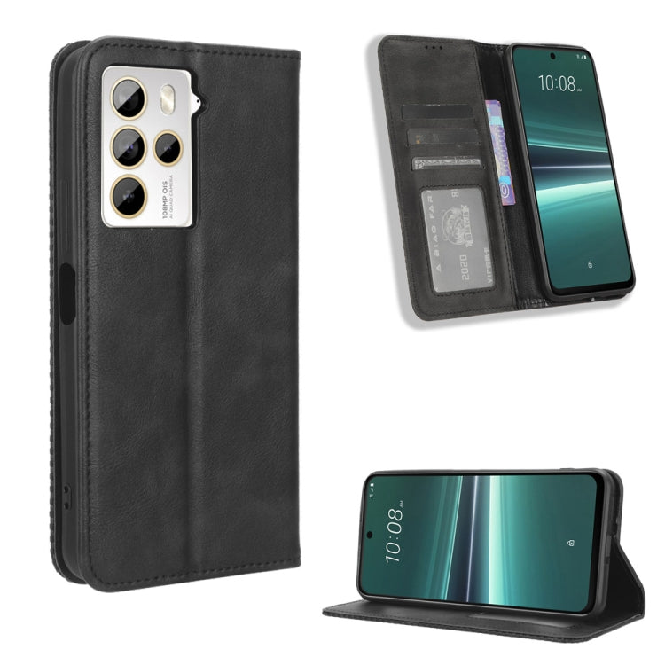 Magnetic Buckle Retro Texture Leather Phone Case, For HTC U24 Pro, For HTC U23 / U23 Pro