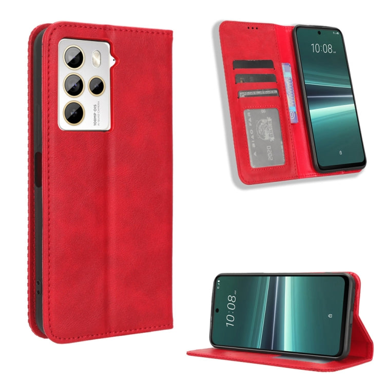 Magnetic Buckle Retro Texture Leather Phone Case, For HTC U24 Pro, For HTC U23 / U23 Pro