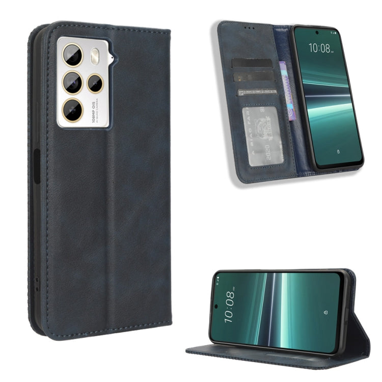 Magnetic Buckle Retro Texture Leather Phone Case, For HTC U24 Pro, For HTC U23 / U23 Pro