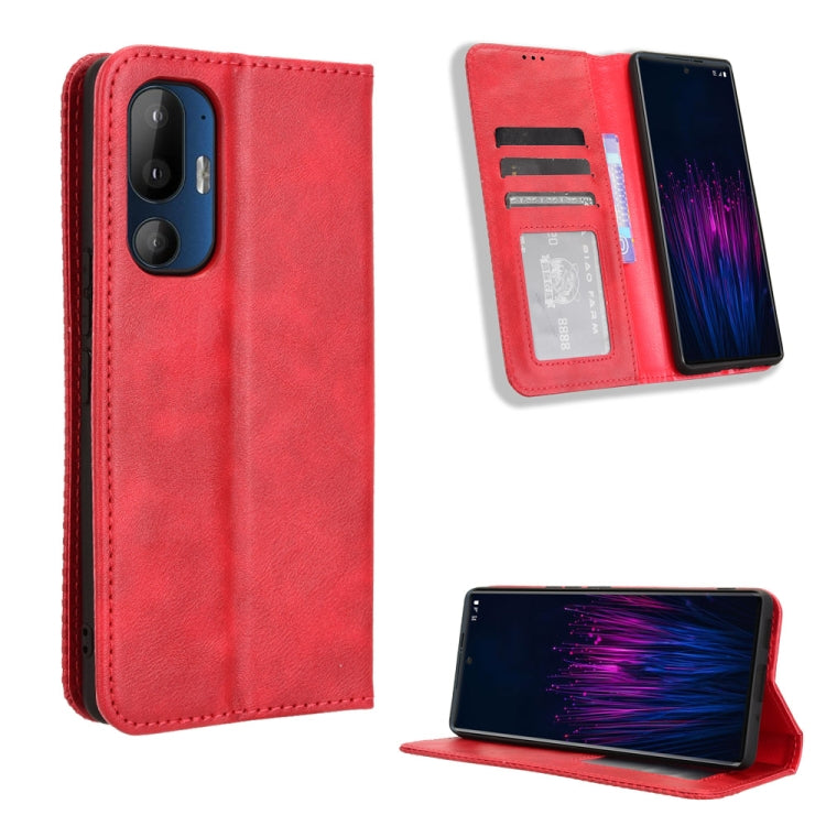 Magnetic Buckle Retro Texture Leather Phone Case, For HTC U24 Pro, For HTC U23 / U23 Pro